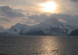 Norwegen Kulisse mit Sonne
